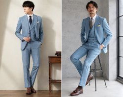 “大人の余裕”を演出するライトブルースーツ