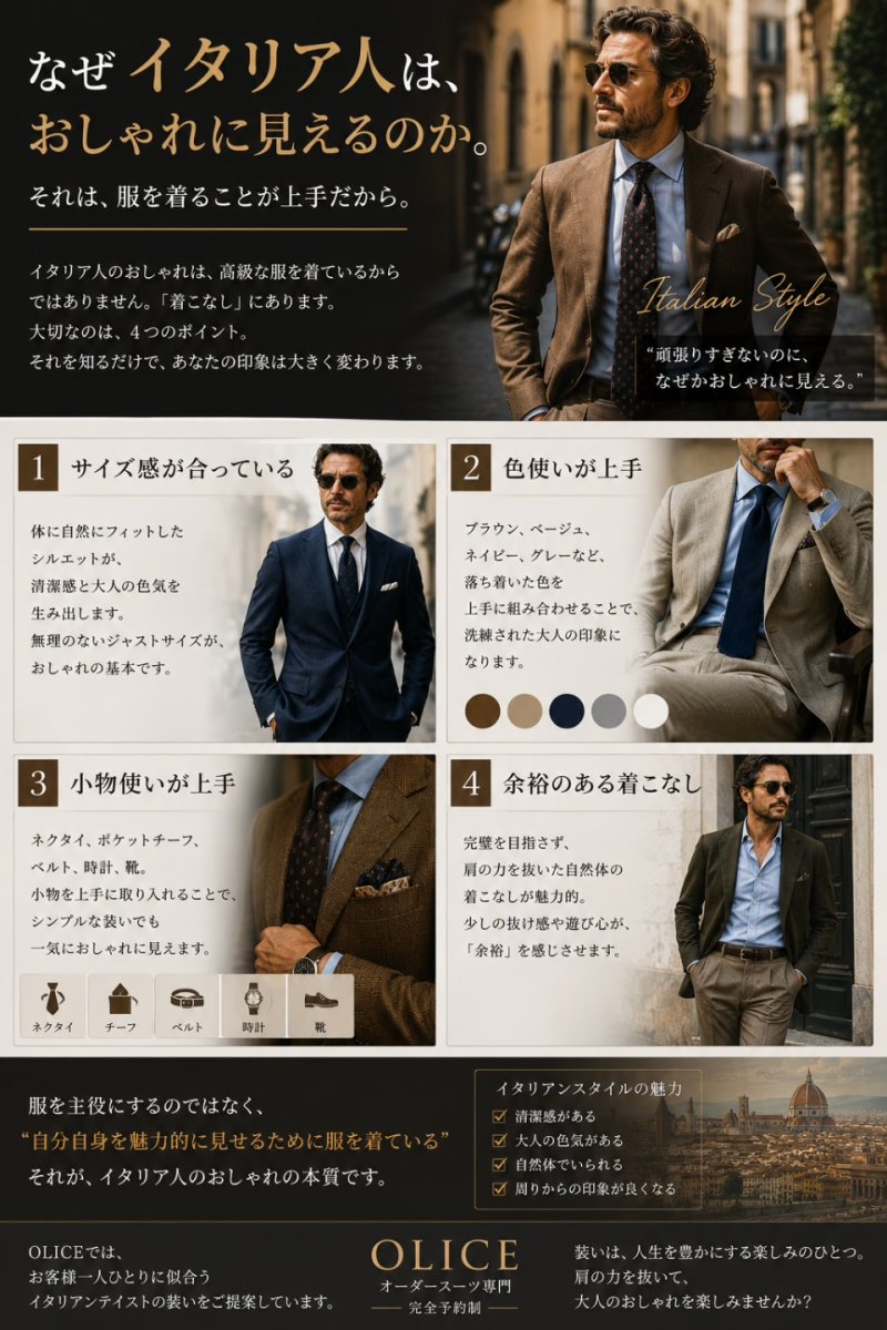 「なぜイタリア人は、おしゃれに見えるのか。」