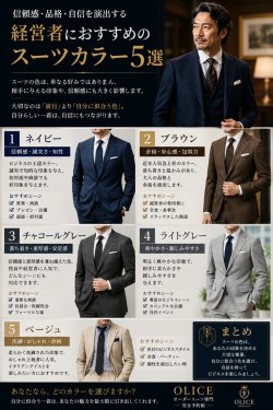 「経営者におすすめのスーツカラー5選」