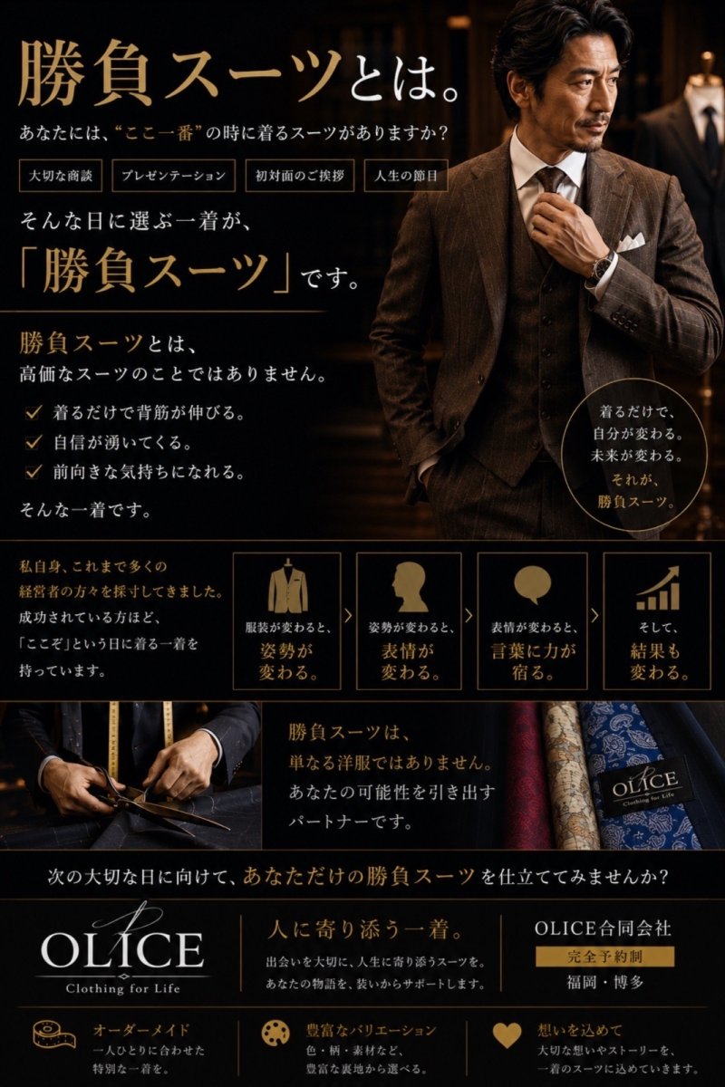 「勝負スーツとは。」