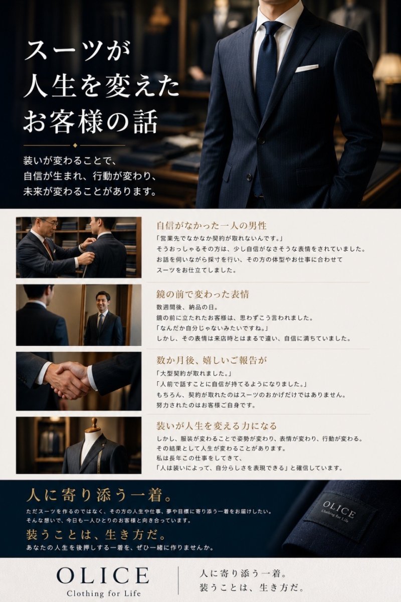 スーツが人生を変えたお客様のお話