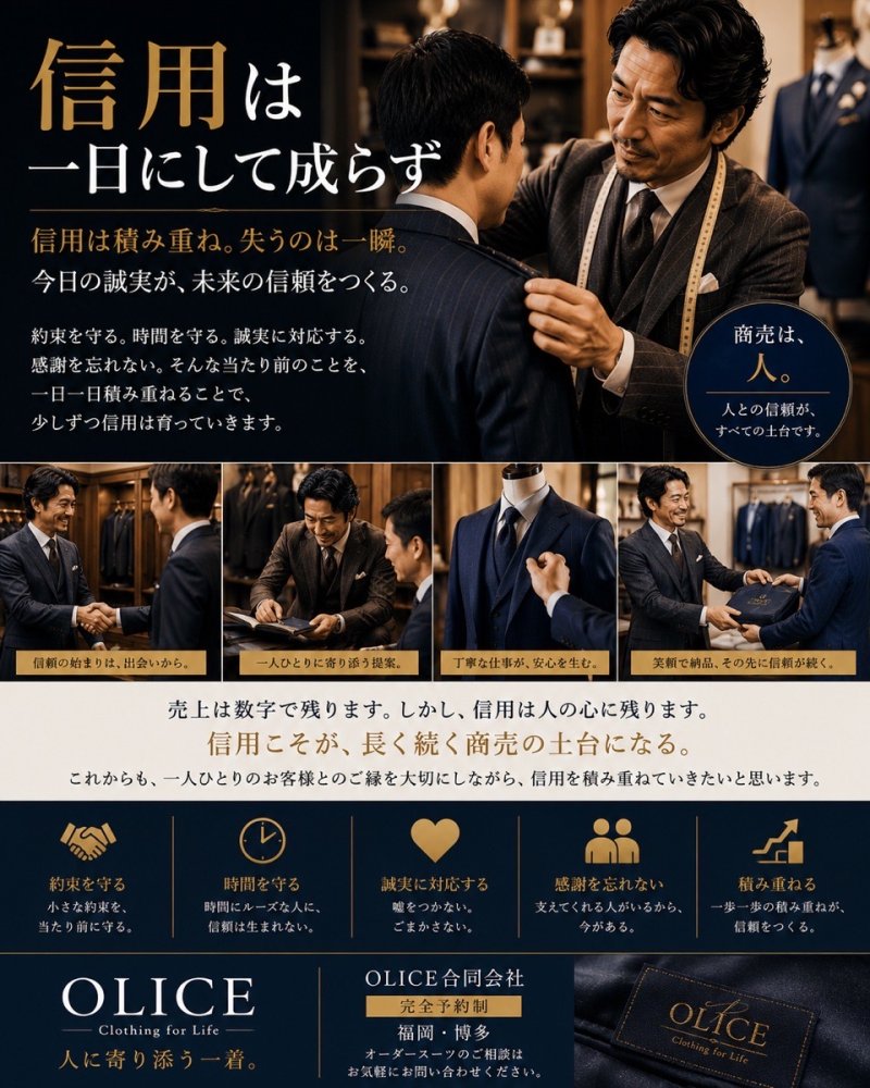 「信用は一日にして成らず。」