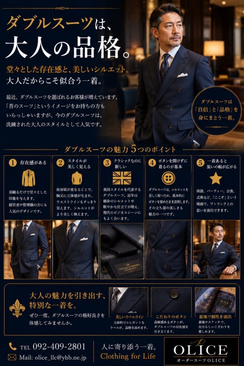 「ダブルスーツの魅力」