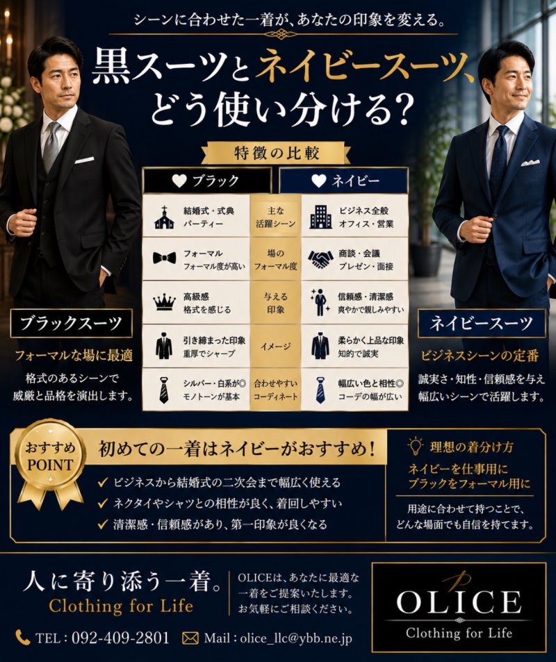 「黒スーツとネイビースーツの使い分け」