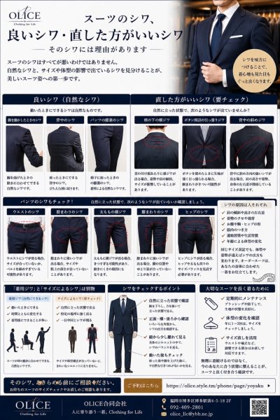 スーツのシワ、良いシワ・直した方がいいシワ｜そのシワには理由があります